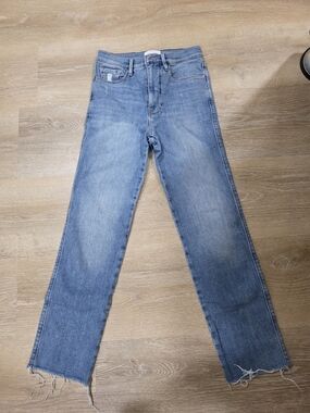 FRAME Le Sylvie Crop High-Rise Straight Leg Jeans Light Wash Size 25